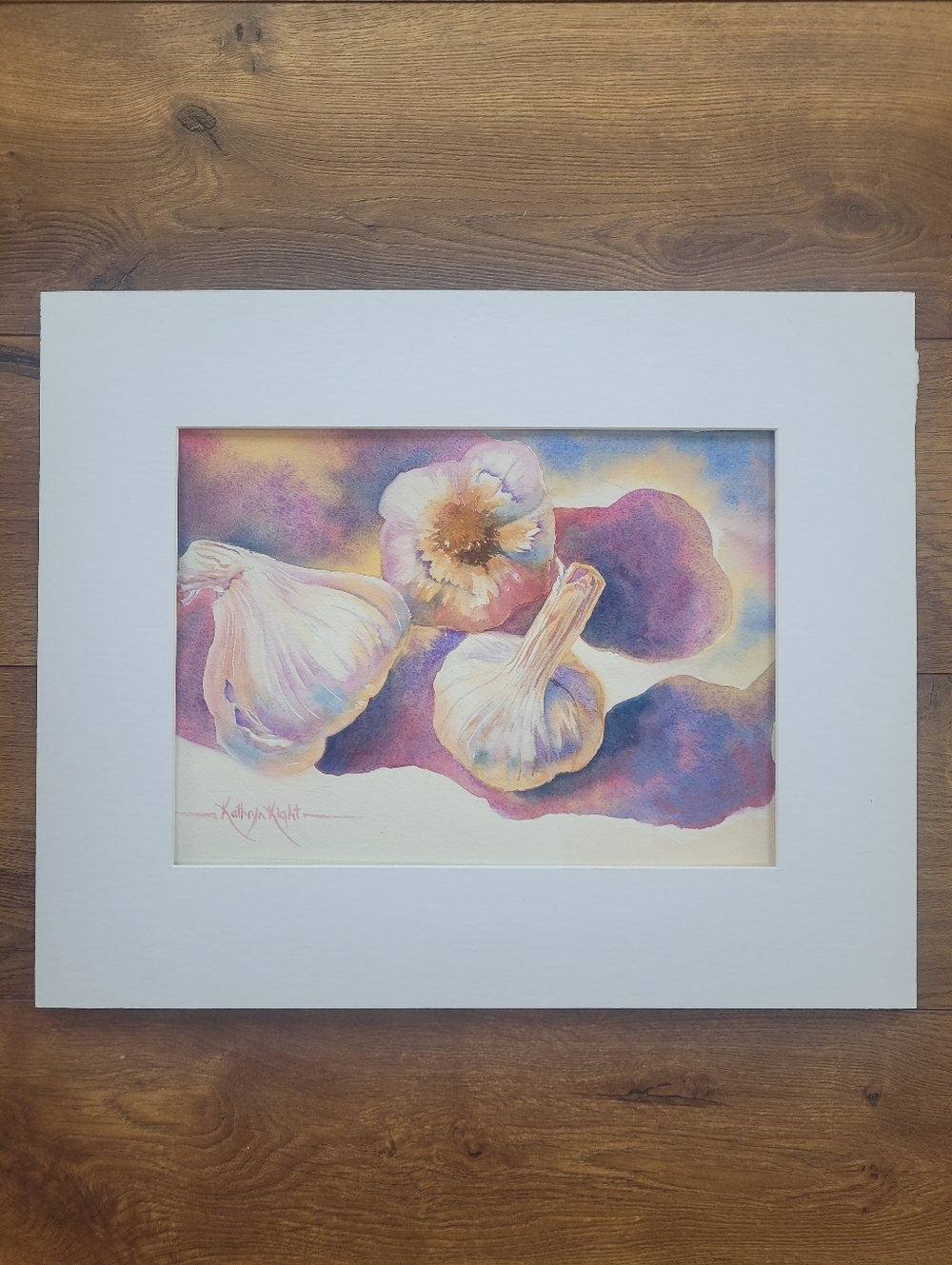 Original Watercolor Painting Of Garlic. Titled 'The Garlic Trio'. Size 11" x 15"